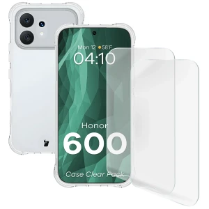 Elastyczne etui + 2x folia na ekran Bizon Case Clear Pack do Honor 600 5G