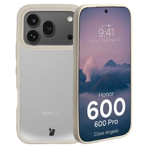 Etui Bizon Case Angelo do Honor 600 5G / 600 Pro 5G, półprzezroczyste z beżową ramką
