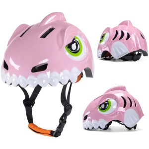 Kask rowerowy dziecięcy Wozinsky HT-62 z motywem dinozaura, 52-56 cm, różowy