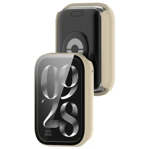 Etui ze szkłem do zegarka Bizon Case Watch Adamo do Xiaomi Smart Band 10 Pro, beżowe