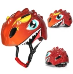 Kask rowerowy dziecięcy Wozinsky HT-006 z motywem smoka, 50-54 cm, czerwony