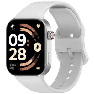 Silikonowy pasek Bizon Strap Watch Silicone do Xiaomi Redmi Watch 6 / 5 / 4 /Smart Band 10 Pro / 9 Pro / 8 Pro, jasnoszary