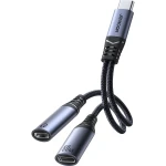 OUTLET: Adapter, przejściówka 2w1 Joyroom SY-C03, USB-C - 2x USB-C z DAC, czarna