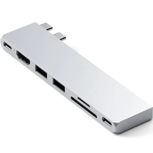 OUTLET: HUB USB-C do MacBook, Satechi Pro Hub Slim, USB4 / USB-C / HDMI / 2x USB-A / czytnik kart SD/microSD, srebrny