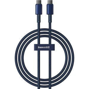 Kabel Baseus Tungsten Gold USB-C do USB-C, PD 100W, 480Mb/s, 1m, granatowy
