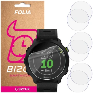 Folia ochronna na ekran zegarka Bizon Watch Film HydroFlex do Garmin Forerunner 55, 6 sztuk