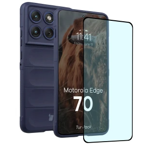 Pancerne etui + szkło hartowane Bizon Tur Pack do Motorola Edge 70, granatowe
