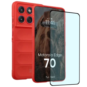 Pancerne etui + szkło hartowane Bizon Tur Pack do Motorola Edge 70, czerwone