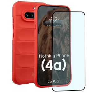 Pancerne etui + szkło hartowane Bizon Tur Pack do Nothing Phone (4a), czerwone