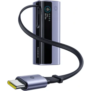 Powerbank Baseus EnerGeek GR11, 20 000mAh, PD 145W, 1x USB-A, 2x USB-C z wyświetlaczem i zwijanym kablem USB-C, szary