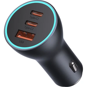 OUTLET: Ładowarka samochodowa Baseus Golden Contactor Pro USB-A, 2xUSB-C, 65W, ciemnoszara