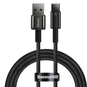 OUTLET: Kabel Baseus Tungsten Gold USB-A do USB-C 100W 480Mb/s 1m, czarny