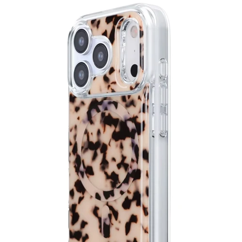 Etui Crong Deluxe MAG do MagSafe do iPhone 17, beżowa panterka