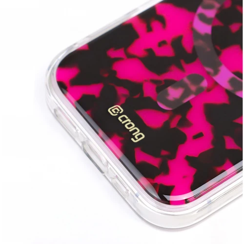 Etui Crong Deluxe MAG do MagSafe do iPhone 17, różowa panterka
