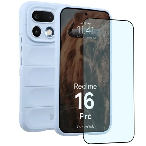 Pancerne etui + szkło hartowane Bizon Tur Pack do Realme 16 Pro 5G, jasnoniebieskie