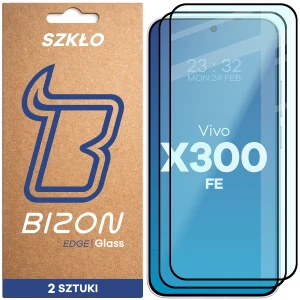 Szkło hartowane Bizon Glass Edge Duo do Vivo X300 FE, czarna ramka, 2 sztuki
