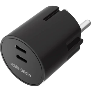 Ładowarka sieciowa GaN 2x USB-C, 30W, Mobile Origin Charger Plug PW33, czarna