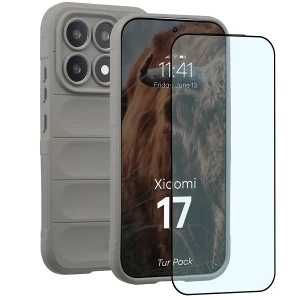 Pancerne etui + szkło hartowane Bizon Tur Pack do Xiaomi 17, jasnoszare
