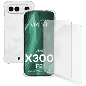 Elastyczne etui + 2x folia na ekran Bizon Case Clear Pack do Vivo X300 FE
