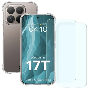 Elastyczne etui + 2x szkło hartowane Bizon Case Clear Pack do Xiaomi 17T