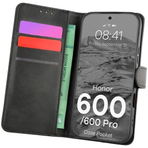 Etui z klapką Bizon Case Pocket do Honor 600 5G / 600 Pro 5G, czarne