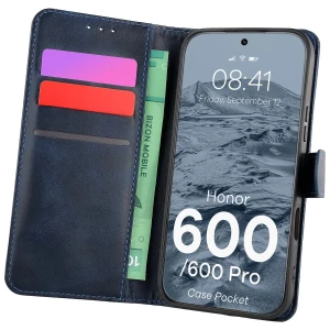 Etui z klapką Bizon Case Pocket do Honor 600 5G / 600 Pro 5G, granatowe