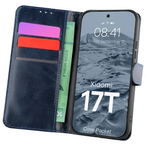 Etui z klapką Bizon Case Pocket do Xiaomi 17T, granatowe