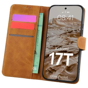 Etui z klapką Bizon Case Pocket do Xiaomi 17T, brązowe