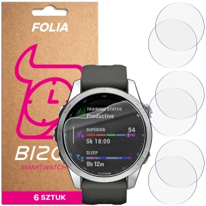 Folia ochronna na ekran zegarka Bizon Watch Film HydroFlex do Garmin Fenix 7S, 6 sztuk