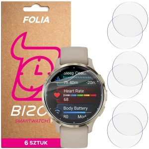 Folia ochronna na ekran zegarka Bizon Watch Film HydroFlex do Garmin Venu 3S, 6 sztuk