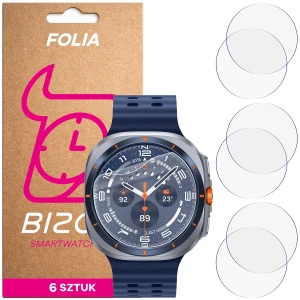 Folia ochronna na ekran zegarka Bizon Watch Film HydroFlex do Galaxy Watch Ultra 1 / Ultra 2 / 6 Classic 47 mm, 6 sztuk