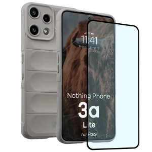 Pancerne etui + szkło hartowane Bizon Tur Pack do Nothing Phone (3a) Lite, jasnoszare