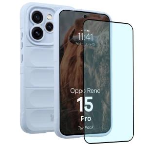 Pancerne etui + szkło hartowane Bizon Tur Pack do Oppo Reno 15 Pro, jasnoniebieskie