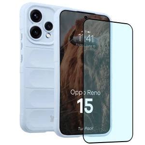 Pancerne etui + szkło hartowane Bizon Tur Pack do Oppo Reno 15, jasnoniebieskie