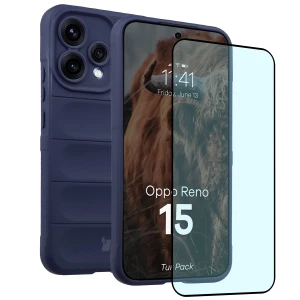 Pancerne etui + szkło hartowane Bizon Tur Pack do Oppo Reno 15, granatowe