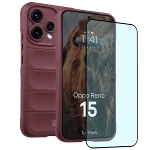 Pancerne etui + szkło hartowane Bizon Tur Pack do Oppo Reno 15, burgundowe