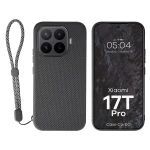 Etui ze smyczką na nadgarstek i pierścieniem magnetycznym Bizon Case CarbO do Xiaomi 17T Pro, czarne