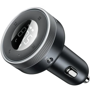 OUTLET: Transmiter FM Bluetooth / Ładowarka samochodowa Baseus Enjoyer 17W,  2x USB-A / 3.5mm Minijack / MicroSD, czarna