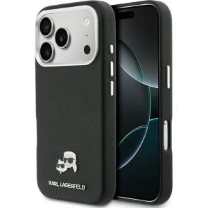 OUTLET: Etui Karl Lagerfeld HardCase Karl and Choupette Head Pin Saffiano do MagSafe do iPhone 17 Pro, czarne