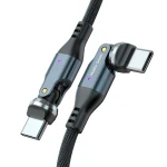 Kabel z obrotową końcówką 540°, USB-C - USB-C 240W, Mobile Origin CB12, Power Delivery 3.1, z oplotem, 1m, czarny