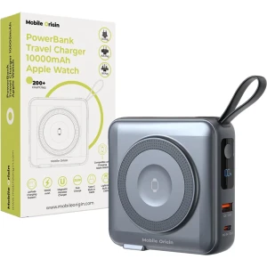 OUTLET: Powerbank indukcyjny, podróżny z adapterami UK / EU / AUS do MagSafe, Mobile Origin, 10000mAh USB-C PD USB-A 22.5W, szary