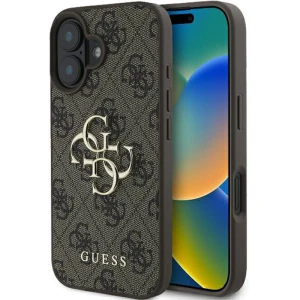 OUTLET: Etui Guess Hardcase 4G Big Metal Logo do iPhone 16, brązowe