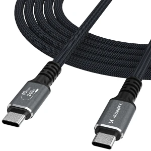 Kabel USB-C Wozinsky WPS-UY41S, USB4 40 Gb/s / 240 W, 1 m, czarny