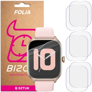 Folia ochronna na ekran zegarka Bizon Watch Film HydroFlex do Amazfit GTS 4, 6 sztuk
