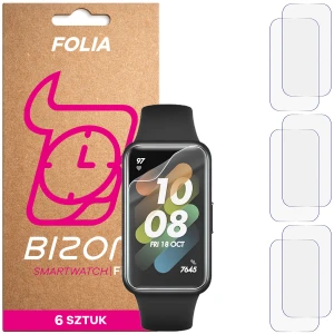 Folia ochronna na ekran zegarka Bizon Watch Film HydroFlex do Huawei Band 7, 6 sztuk