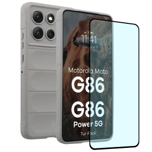 Pancerne etui + szkło hartowane Bizon Tur Pack do Motorola Moto G86 5G / G86 Power 5G, jasnoszare