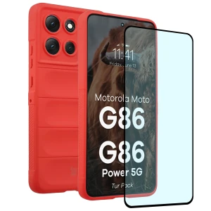Pancerne etui + szkło hartowane Bizon Tur Pack do Motorola Moto G86 5G / G86 Power 5G, czerwone