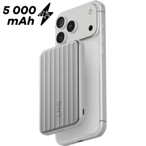 Powerbank magnetyczny Semi-Solid State 5000 mAh, LINQ powered by XTORM, Qi2.2 25 W, USB-C PD 30 W, srebrno-biały