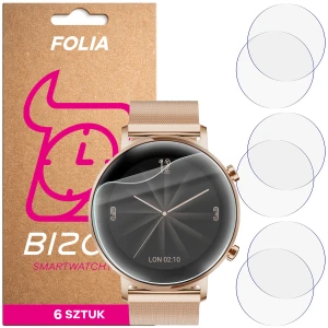 Folia ochronna na ekran zegarka Bizon Watch Film HydroFlex do Huawei Watch GT 2 42 mm, 6 sztuk