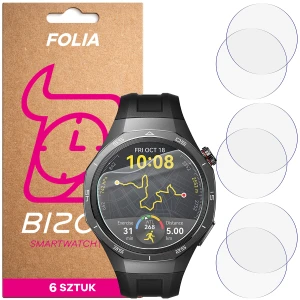 Folia ochronna na ekran zegarka Bizon Watch Film HydroFlex do Huawei Watch GT 5 Pro 46 mm, 6 sztuk